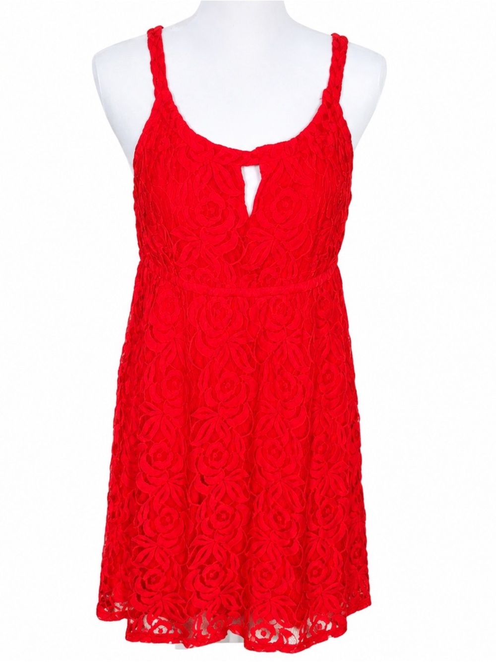 LOFT Red Crochet, Lace Tank Dress Keyhole detail, Medium, Summer